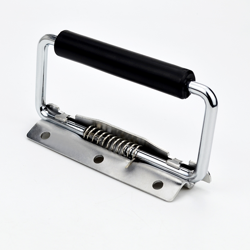 304 stainless steel movable handle with rubber sleeve with spring automatic return metal case folding industrial handle: 350mm / Gold Brush