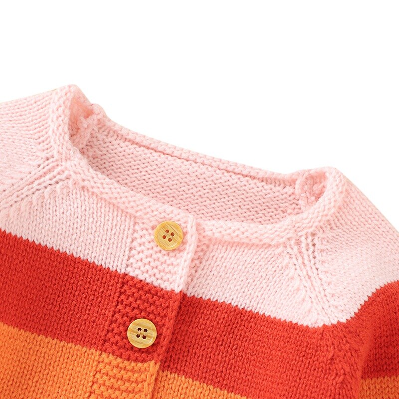 Bebê crianças camisola outono inverno da criança menina cardigan de malha bebê listrado arco-íris casaco crianças moda meninas sweater3