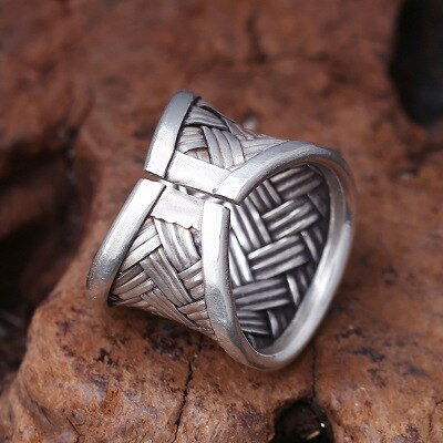925 Sterling Silver Fine Jewelry For Men Women Thailand Chiang Mai Handmade Weave Opening Ring
