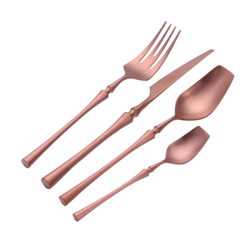 Kubac Hommi Rvs Spiegel Gepolijst Bestek Set Glossy Zilveren Serviesje Matte Servies Kerstcadeau: Matte Rose Gold