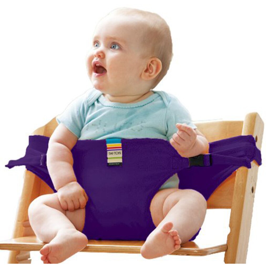 Cinturón de seguridad de asiento para silla infantil, alimentación portátil para bebé, cubierta de correa para carrito: Púrpura