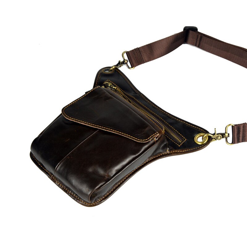 Bolso de pierna de cuero Vintage para hombre y mujer, riñonera de cintura y muslo para exteriores, ZJ55