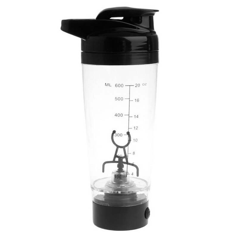 600MLPortable Movement Mixing Water Bottle Vortex Tornado PP Free Electric Automatic Protein Shaker Kitchen Accessories: black