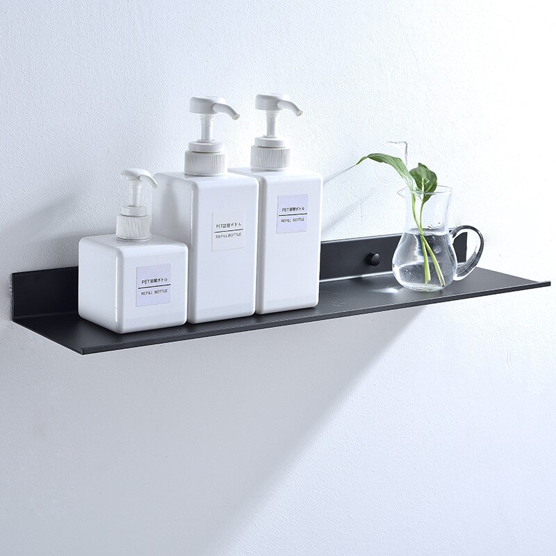 Bathroom Shelves Single Tier Wall Mounted Black Shower Storage Shelves for Bathroom Kitchen Shelves White Bathroom Accessories