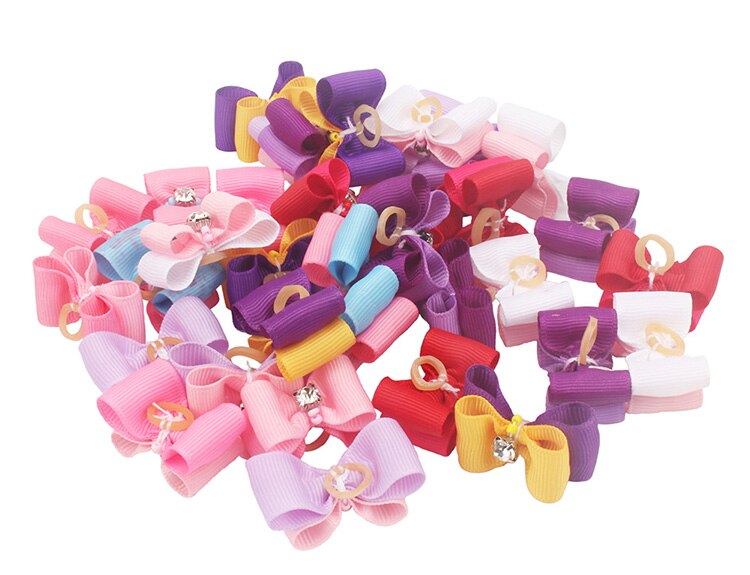 Kleine Hunde Haar BöGen Haustier Welpen Zubehör Yorkshire Für Haustiere Haar Clips Körperpflege Tisch BöGen animaux accessoires chien Stock: 410 alle Farben gemischt