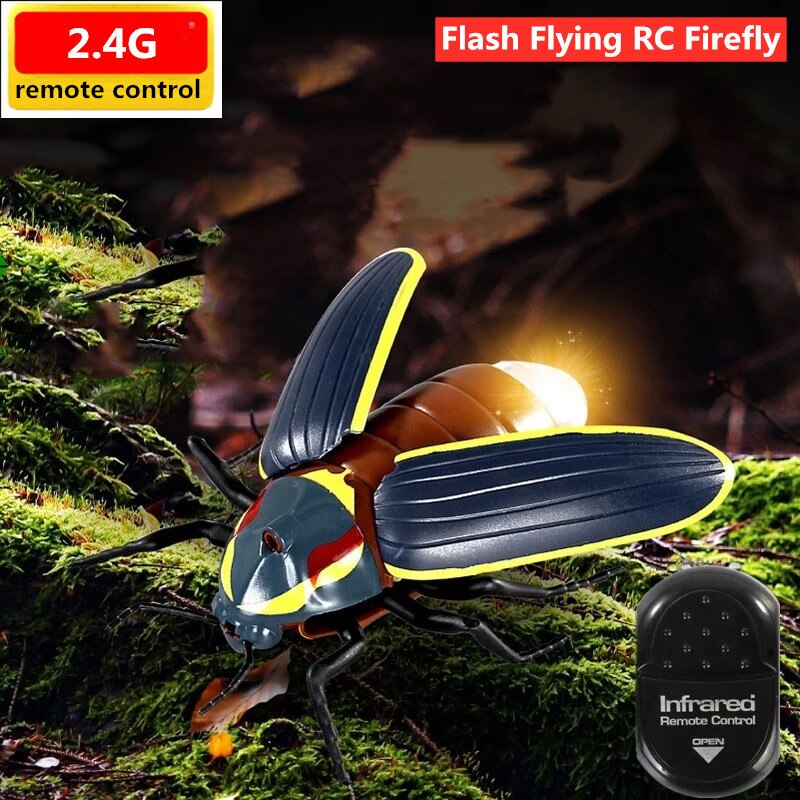 Cute Animal High Simulation Insect Toy Remote Control Firefly Infrared Sensing Portable With Light Flash Swinging Wings Rotation
