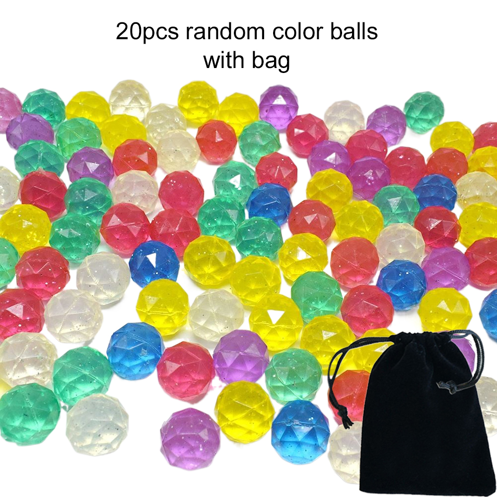 20 Stück bunte Hüpfbälle mit Aufbewahrungstasche, 25 mm, Kunststoff, Elastizität, Kinderspielzeugball für Spiele im Freien, Geburtstagsgeschenk, TMZ: Grün