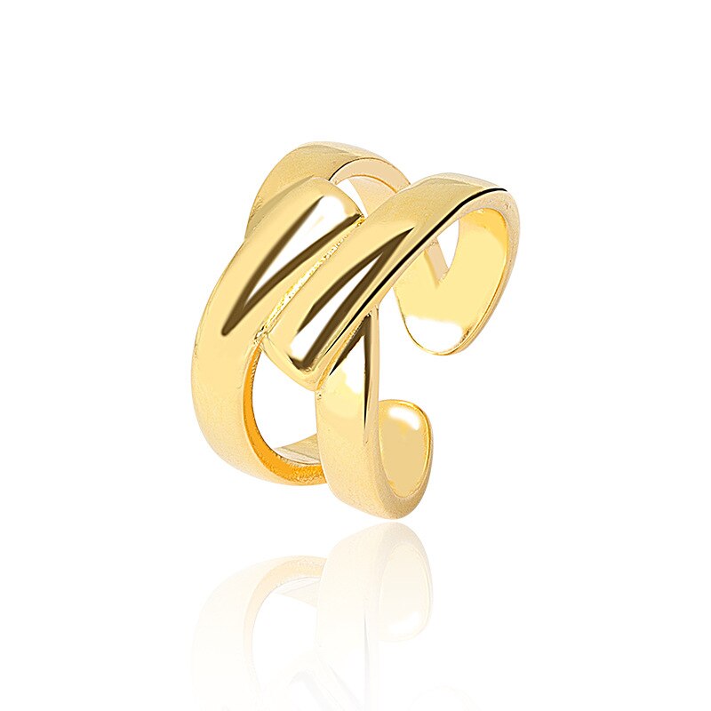 De de de Plata de Ley 925 Plata geométrica interweave color oro ajustable anillos para las mujeres al por mayor de la joyería