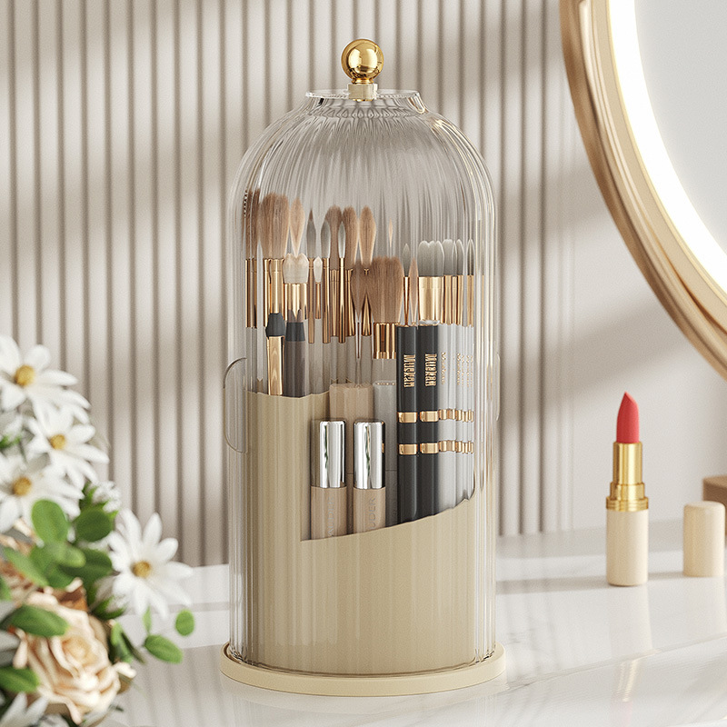 360 ° Rotierender Make-up-Pinselhalter mit Deckel, luxuriöser Kosmetik-Organizer, Lippenstift, Augenbrauenstifthalter, Lidschatten-Aufbewahrungsbox: Licht Grün