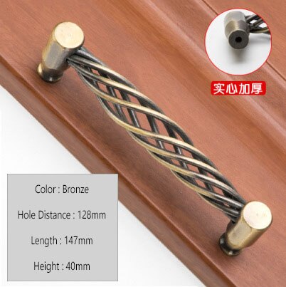 Vintage Antique Bronze Drawer Knobs Cabinet Handles Hollow Out Birdcage Handles Wardrobe Door Pullers Furniture Handle: Bronze B 128mm
