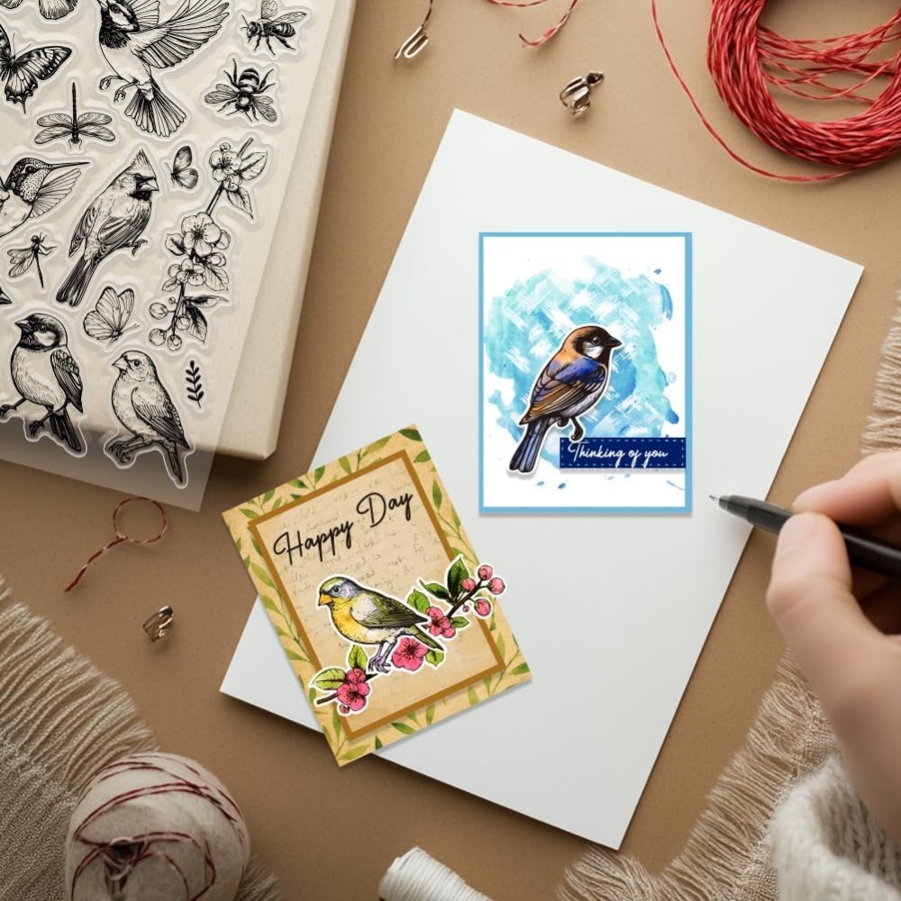 Blommor fåglar insekter genomskinlig stämpel anpassade silikonstämplar fjärilar stämplar för gör-det-själv scrapbooking fotoalbum dekorativa