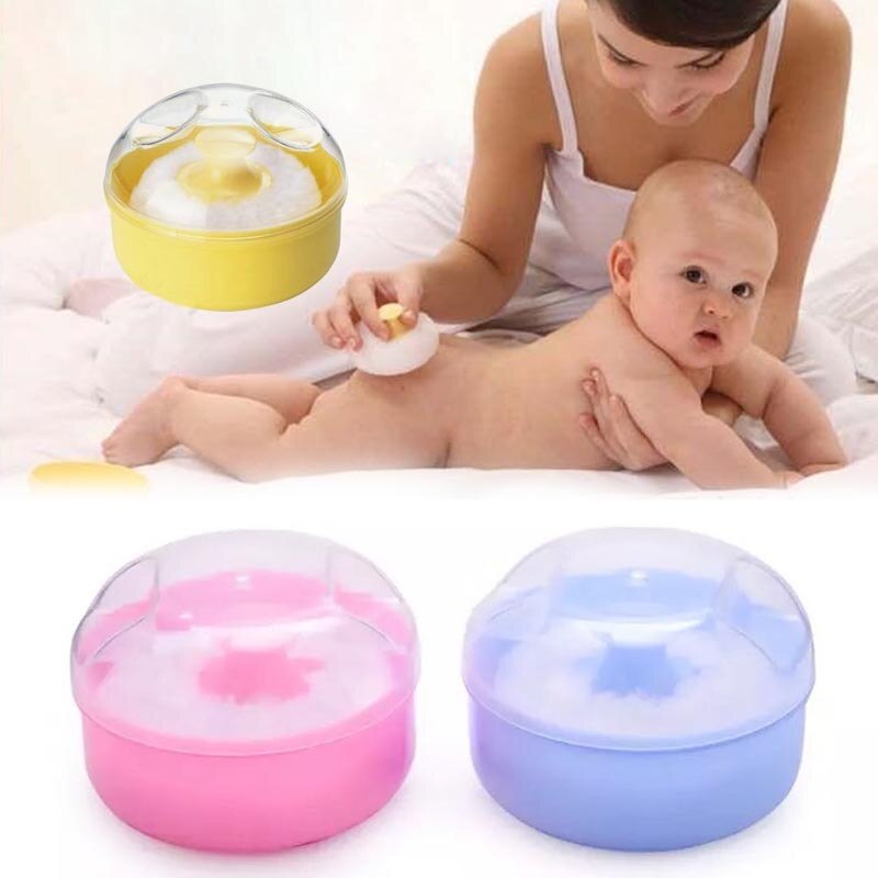 Face Body Puff Talcum Powder Puff Infants Powder Puff Stylish Round Villus with Storage Box Baby