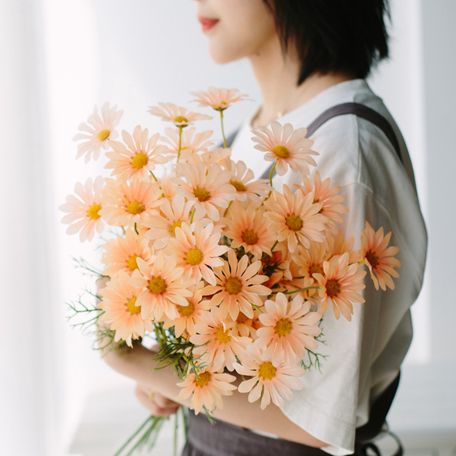 Flores artificiales, margaritas de seda, fiestas de novias baratas, bodas, bodas, mesa de jardín, decoración, , accesorios para plantas de escenario: Champán