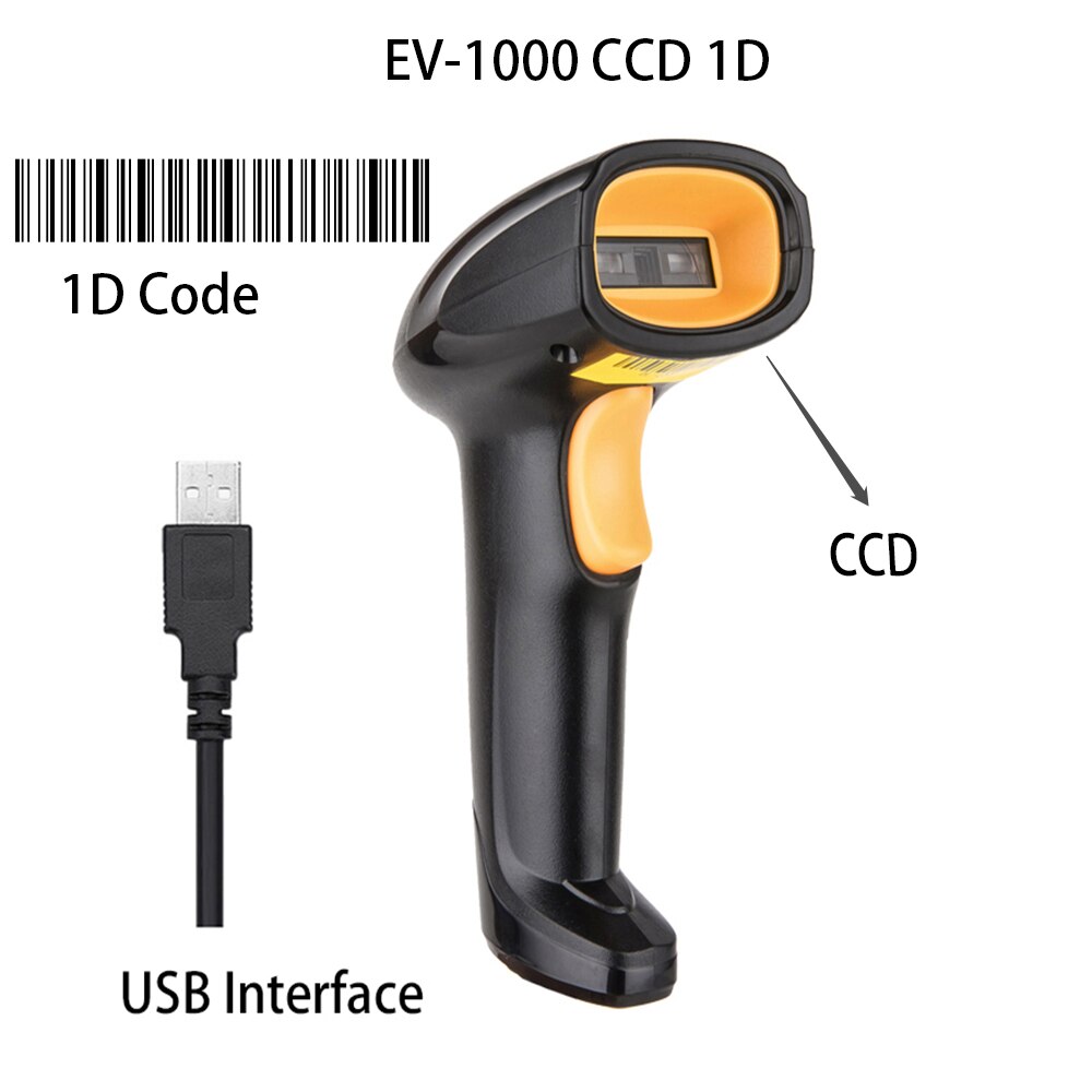 Evawgib 1D 2D PDF417 Barcode Scanner Usb 2.4G 433Mhz Bluetooth Barcode Scanners Handheld Barcode Reader Goedkope Barcode Scanner: EV-1000(CCD 1D)