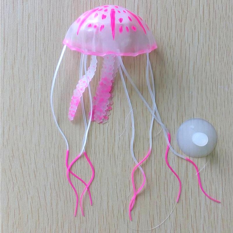 Gloeiende Effect Kunstmatige Kwallen Aquarium Aquarium Decoratie Mini Submarine Ornament 1Pcs: Pink