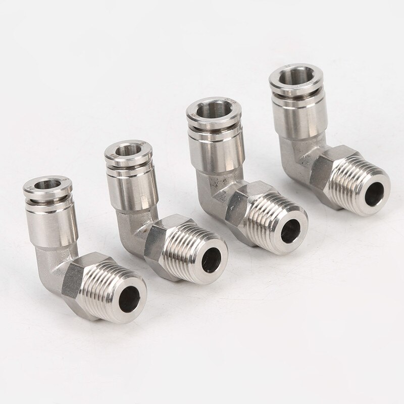 304 Stainless Steel Push In Air Pneumatic Fitting 1/8" 1/4" 3/8" 1/2" BSP Male Thread Elbow Quick Connector 4 6 8 10 12 14mm