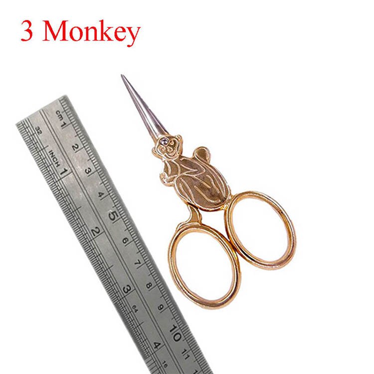 Tijera de sastre Vintage con bonito de conejo y Dragón de punto de cruz, artesanía antigua, costura fina DIY, corte de tela para hogar: Monkey