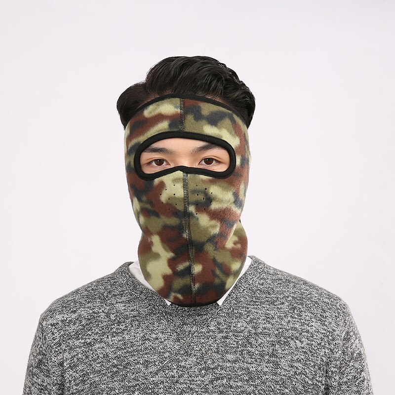 Tre-i-en-ørebeskyttelser solidt / camouflage vindtæt udendørs ørekapper unisex kvinder mænd vinterøreskærme hals varm mund ansigtsmasker: Militærgrøn