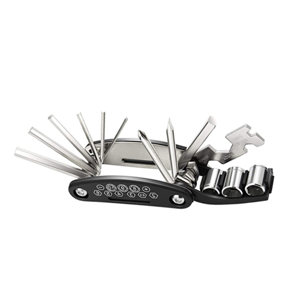 Llave multiusos 16 en 1 para bicicleta, destornillador portátil para bicicleta de montaña, motocicleta, herramientas de reparación: Blanco