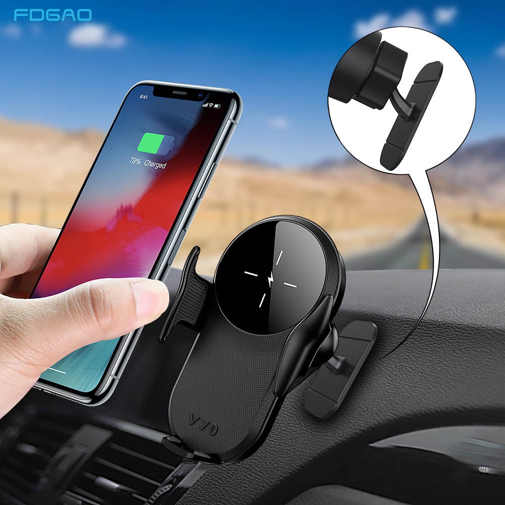 Carregador sem fio para carro de 15w, montagem por indução automática para carregamento rápido sem fio para iphone 11 xs xr x 8 samsung s9 s10 s20