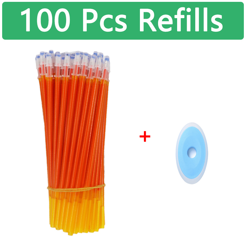 100 unids/set Kawaii recarga borrable bolígrafos borrables bolígrafo de Gel boceto escritura papelería para cuaderno útiles escolares lindo lápiz para niños: Amarillo claro
