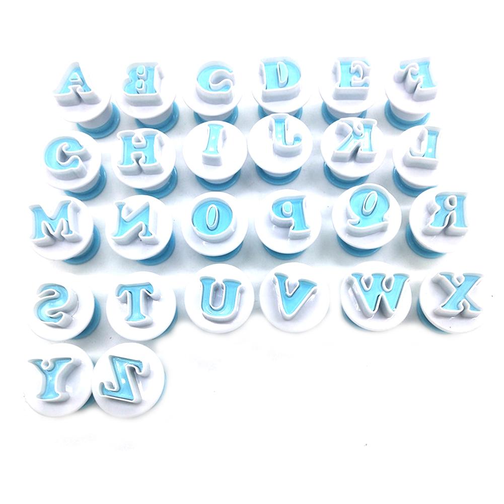 10/26Pcs Alfabet Nummer Brief Cookie Biscuit Stempel Mold Cake Cutter Embosser Mould Tool Taart Letters Cutter Droshipping: A