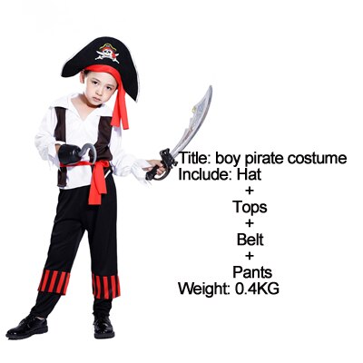 de Piratas del Caribe de Halloween para niños pirata cosplay de capitán dominante chico traje de pirata: 039 / XL