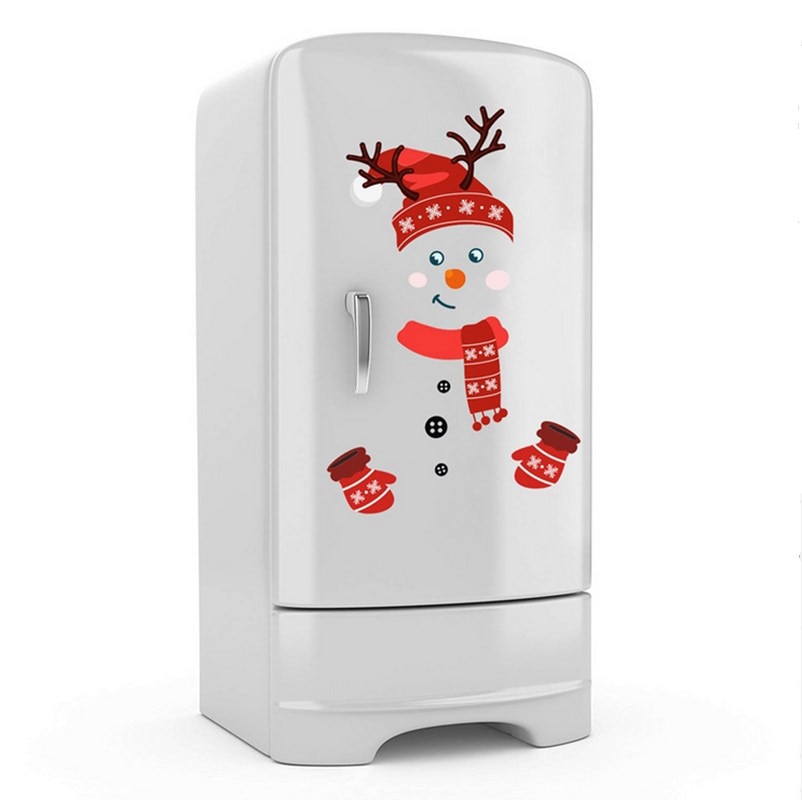 Cartoon Sneeuwpop Koelkastmagneet Behang Diy Kerst Muursticker Koelkast Sticker Home Decoratie Kinderkamer Keuken Sticker