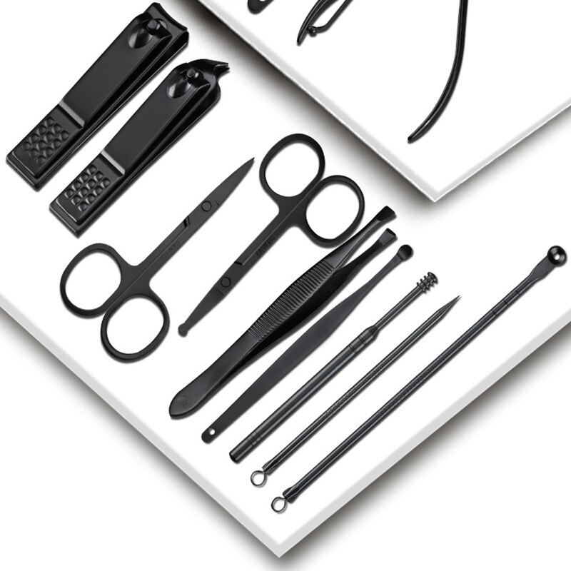 Nail Scissors Tool 7/10/12/16/18Pcs Stainless Steel Scissors Nail Professinal Nail Household Ear Spoon Clipper Bail Scissors Set