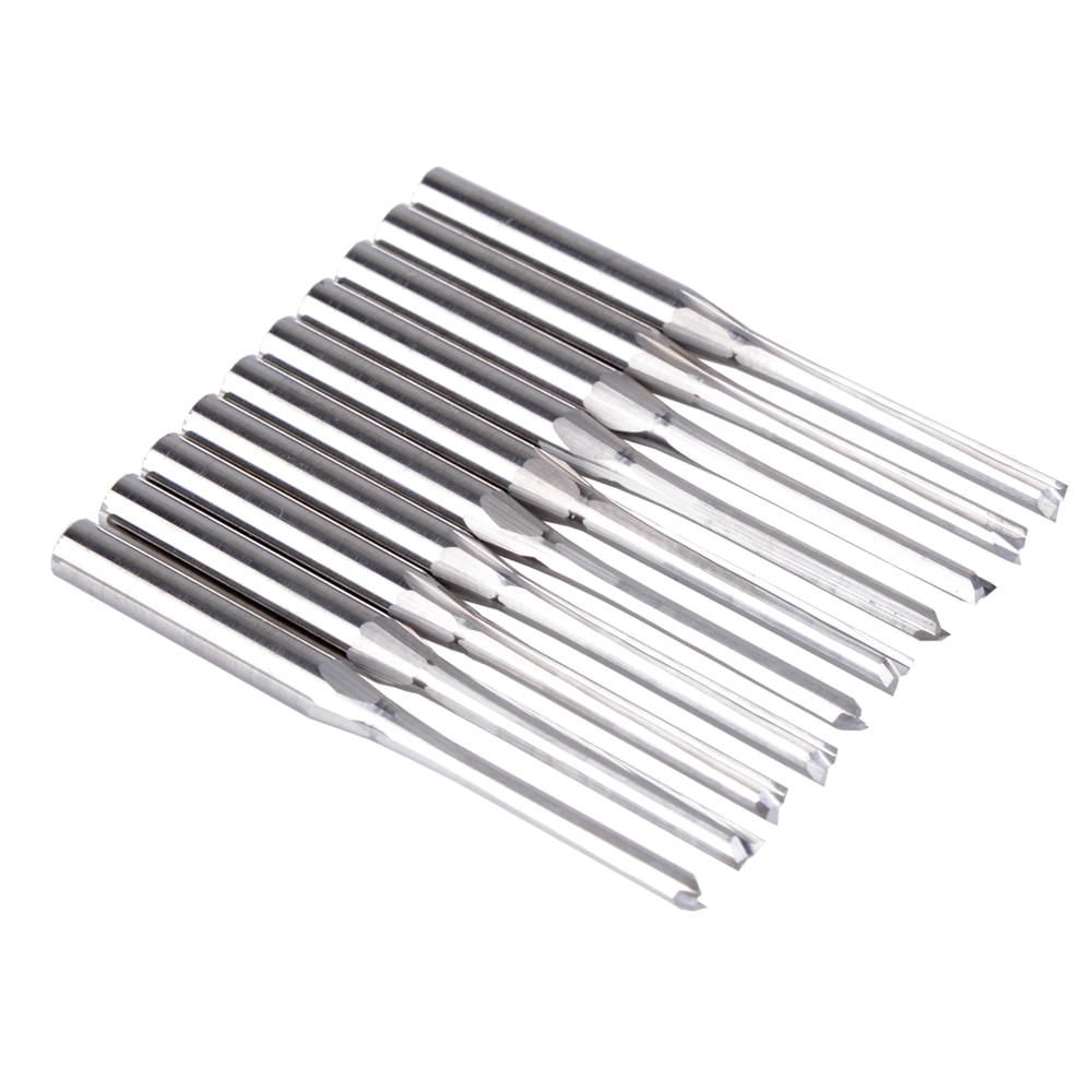 10pcs 3.175mm CED 2mm CEL 17mm Straight Slot Bit Wood Cutter CNC Solid Carbide Two Double Flute Bits CNC Router Bits