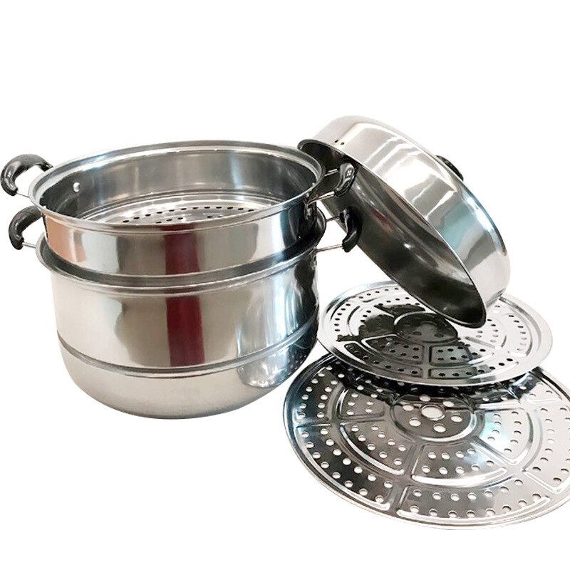 Stainless Steel Three Layer Thick Steamer Pot Soup Steam Pot Universal Cooking Pots for Induction Cooker Gas Stove