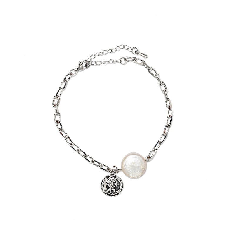 Yhpup naturel perles Portrait chaîne Bracelet Bracelet été bijoux pour femmes à la bijoux accessoires: Silver
