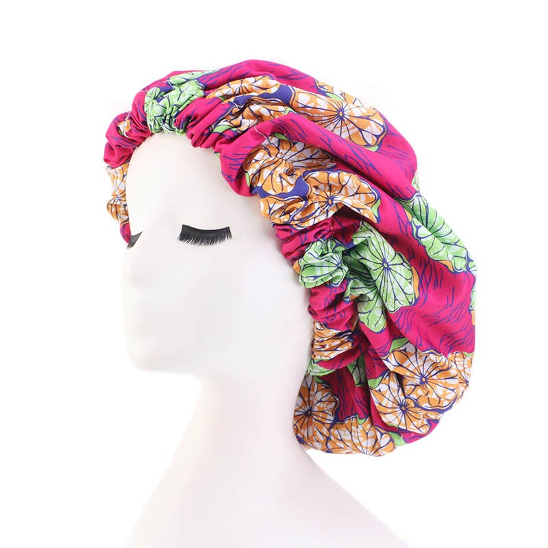 36cm Extra large Satin Hair Caps Bonnets Women African Pattern Print Fabric Ankara Bonnets Night Sleep Hat Ladies Turban: Type 6
