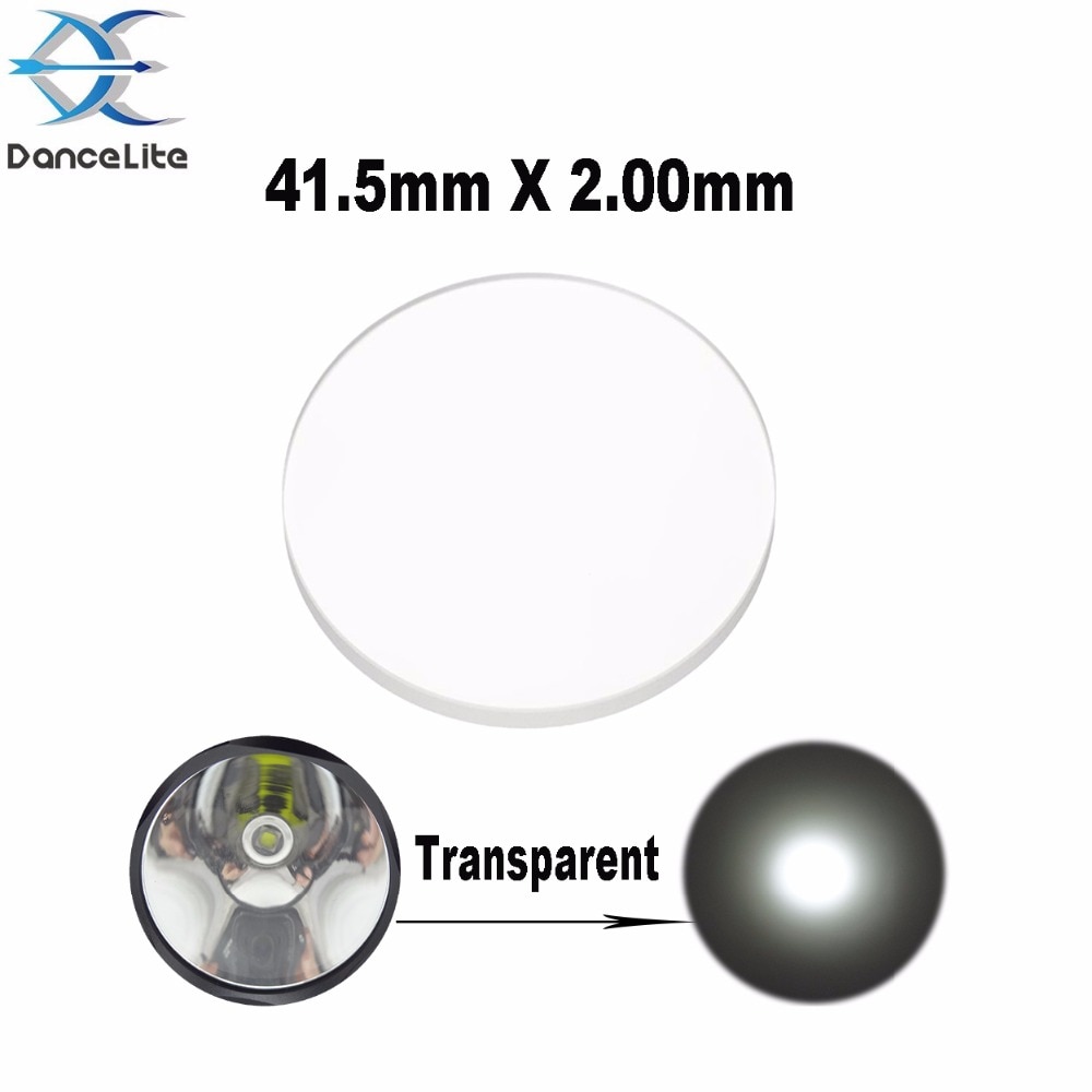 2 Stks/partij 41.5mm x 2.0mm Transparant Glass Lens Filter Voor C8 C12 LED Zaklamp, Torch, lantaarn