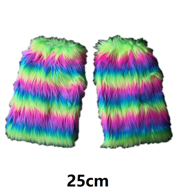 Harajuku japanilainen tyttö söpö sateenkaari pörröinen säärenlämmittimet sukat naisten talvi lämmin polvi korkea joustava jalkapeite katuvaatteet: 25