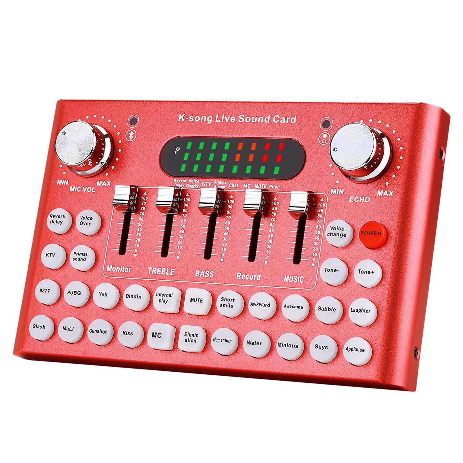 Bluetooth Audio Mixer With Effector And Voice Changer Used For Live Broadcasting Music Recording Podcasting: green