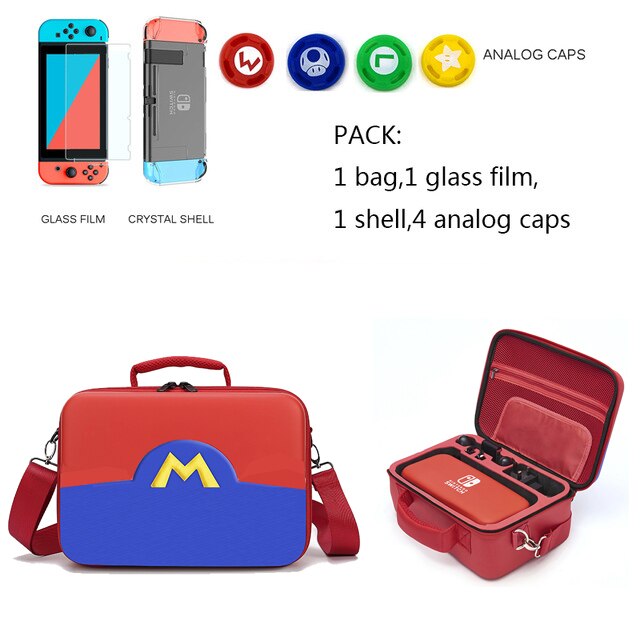 Kit de bolsa de almacenamiento 10 en 1 para Nintendo Switch, carcasa dura, Estuche de transporte, caja de accesorios para Nintendo Switch, resistente al agua: L