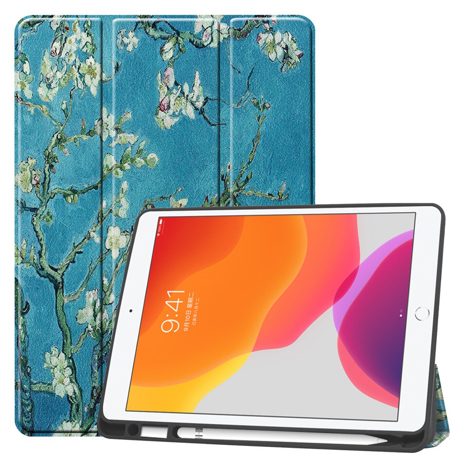 For iPad 7th 10.2" Case A2198 With Pencil Holder Stand Cover For iPad 10.2 Case Auto Sleep / Wake+Screen Protector+pen: XH