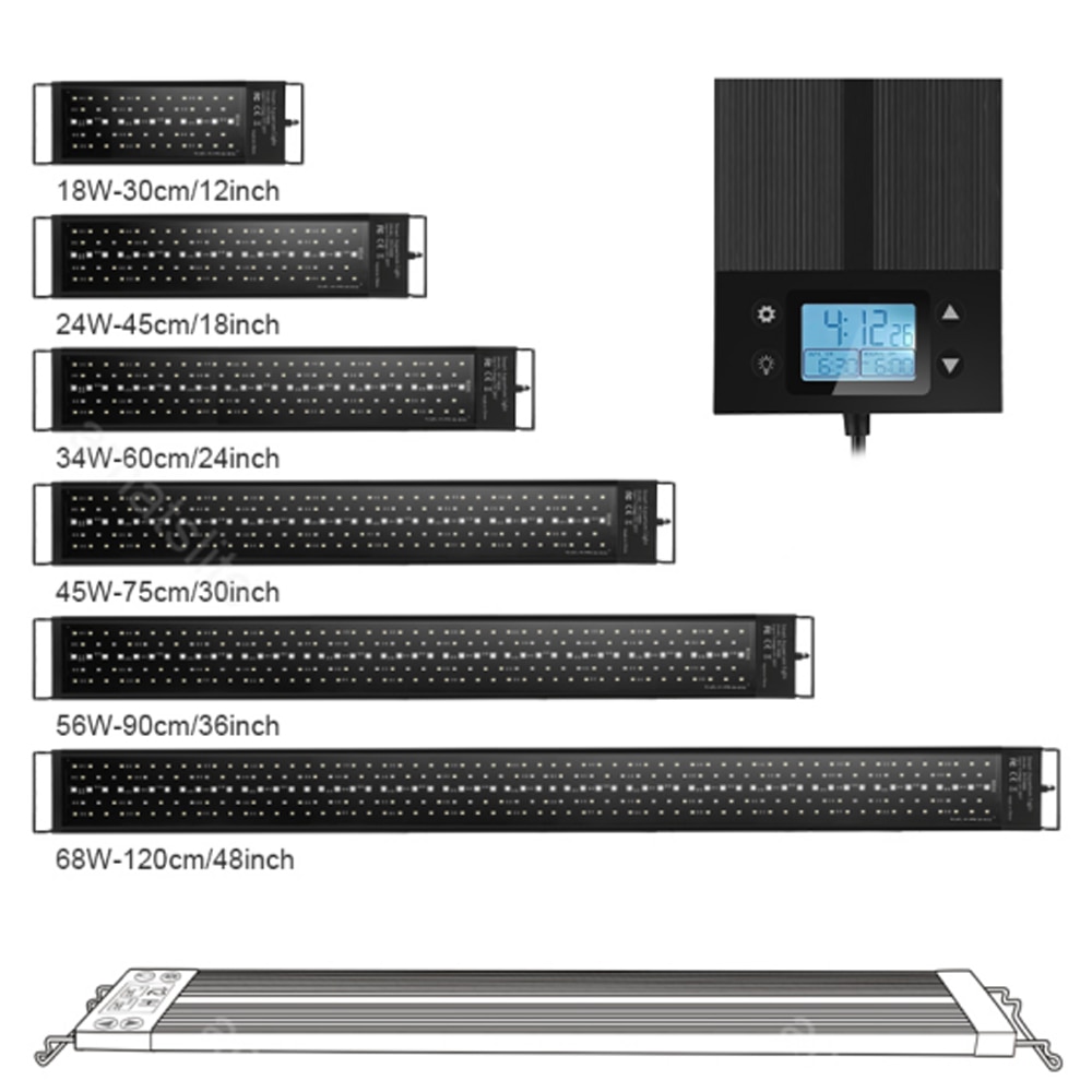 Programming Timer Aquarium Light Full Spectrum 18W-24W Moonlight Sunrise Sunset Aqua Plant Grow Led Extendable for Fish Tanks