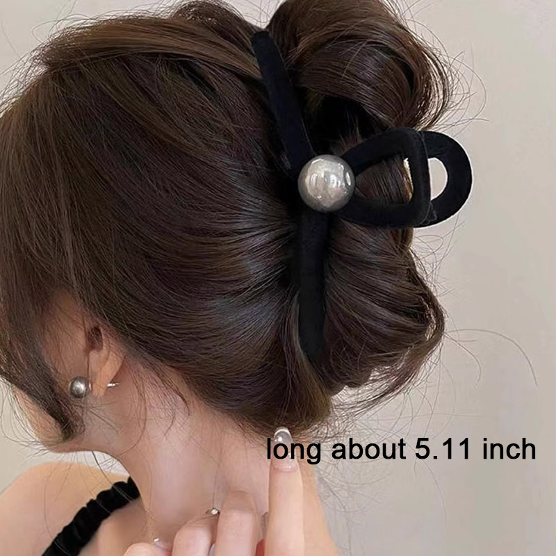 Pinzas para el cabello de perlas negras Vintage para mujeres y niñas, adorno de temperamento, pinzas simples, horquilla, accesorios para el cabello de