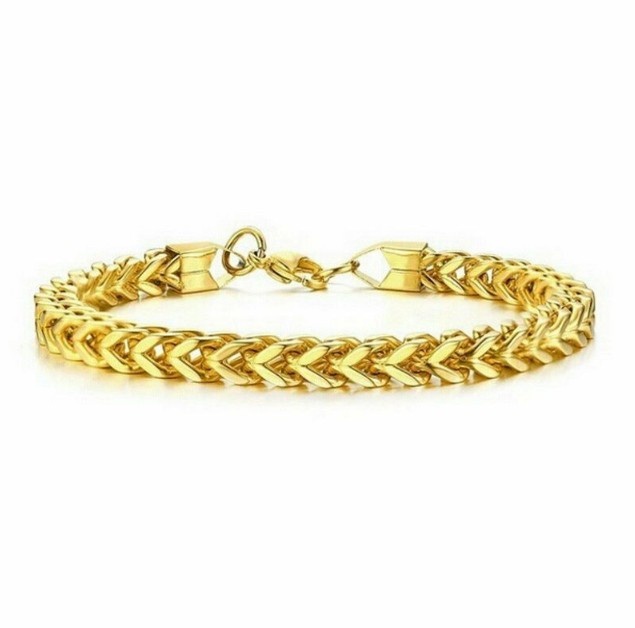 Delysia rei masculino personalidade charme pulseira de aço inoxidável lazer simplicidade jóias presente para o amigo do menino: Dourado