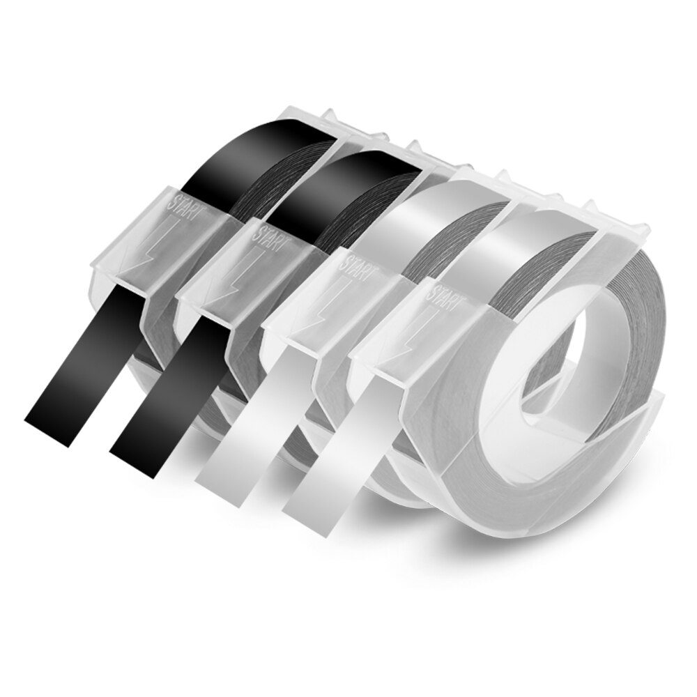 Uniplus 4pk til dymo etikettskriver 3d embossing etikett teip 9mm flerfarge kompatibel dymo teip labeller motex e -101 12967 1610: 13