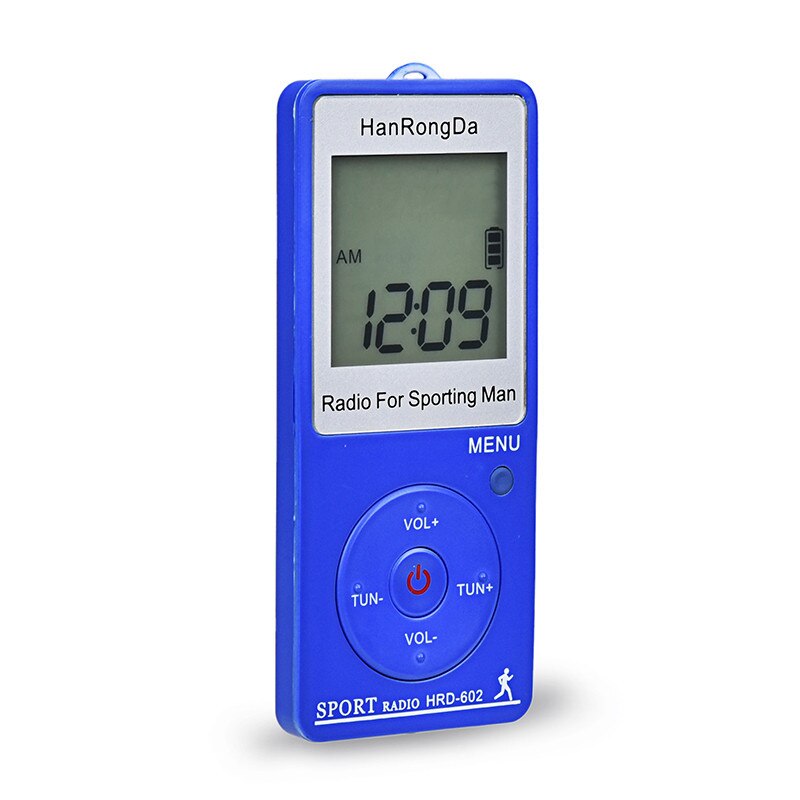 Pocket Radio Receiver FM/AM Radio Digital LCD Display Lock Button Radio with Earphone Mini Portable Radio FM AM: Blue