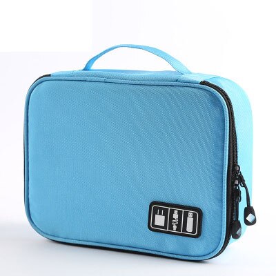 Bolsa de Cable Digital para hombre, accesorio de viaje portátil, cargador de Cable de alimentación, organizador de auriculares, accesorios electrónicos para maleta: A  Blue