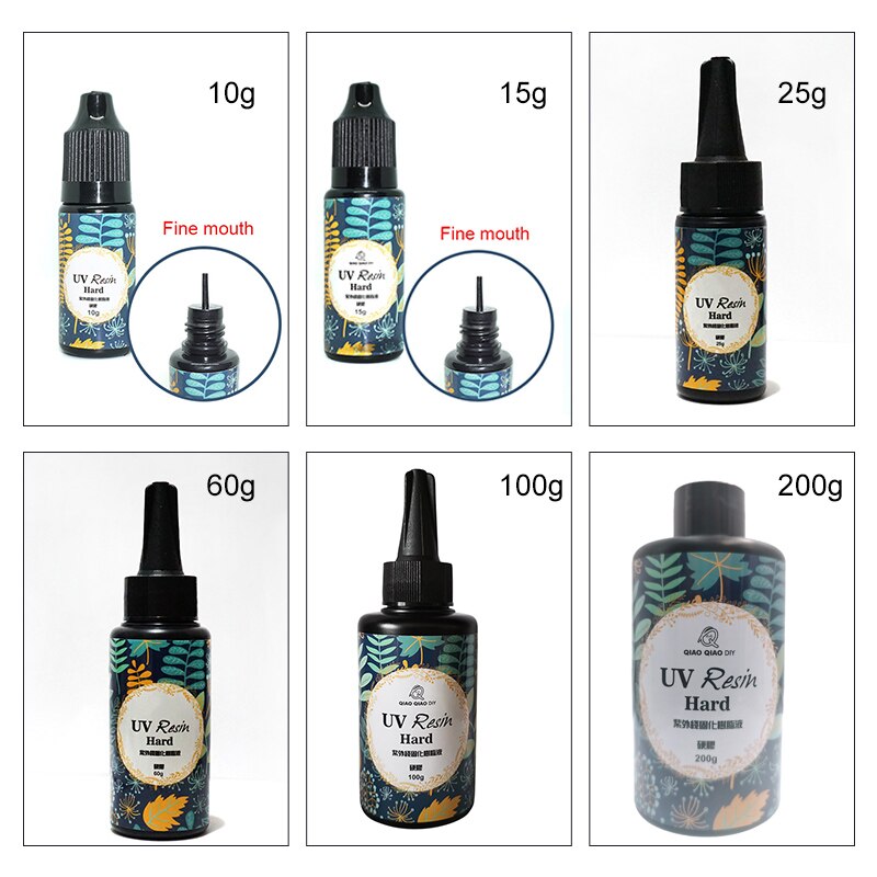 Gel de resina UV de secado rápido, no tóxico, transparente, 10/15/25/60/100/200g, luz solar activada