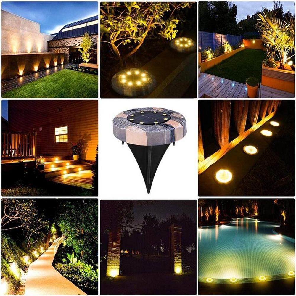 Luz Solar subterránea imitación de piedra patrón decoración de jardín luces de tierra lámpara al aire libre impermeable IP65 pasarela lámpara de camino
