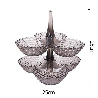 European Fruit Plate Multilayer Stacking Plastic Storage Fruit Tray Household Candy Plate Dried Fruit Box: 2 layer black