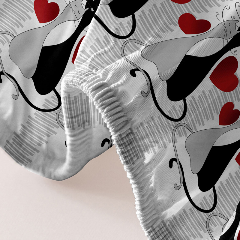 1 Simple modern Heart-Shaped Geometry printed matte Fitted Sheet, bedroom printed bed cover, bedding (excluding pillowcases)