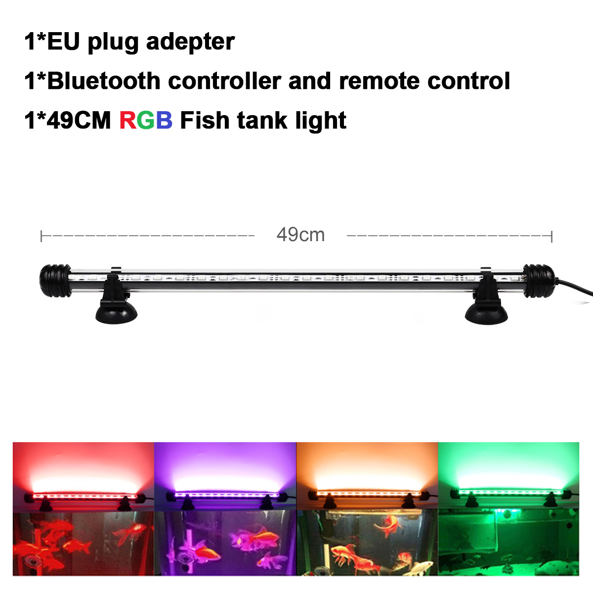 Tuya Smart Aquarium Light RGB Wifi LED Fish Tank Light Underwater Fish Lamp Tube Aquariums Decor Lighting Plant Growth Lamp: 49CM EU plug