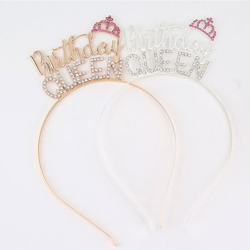 Anniversaire reine couronne diadème bandeau pour femmes filles heureux 30th 40th 50th 60th 70th 80th décorations de fête d'anniversaire faveurs
